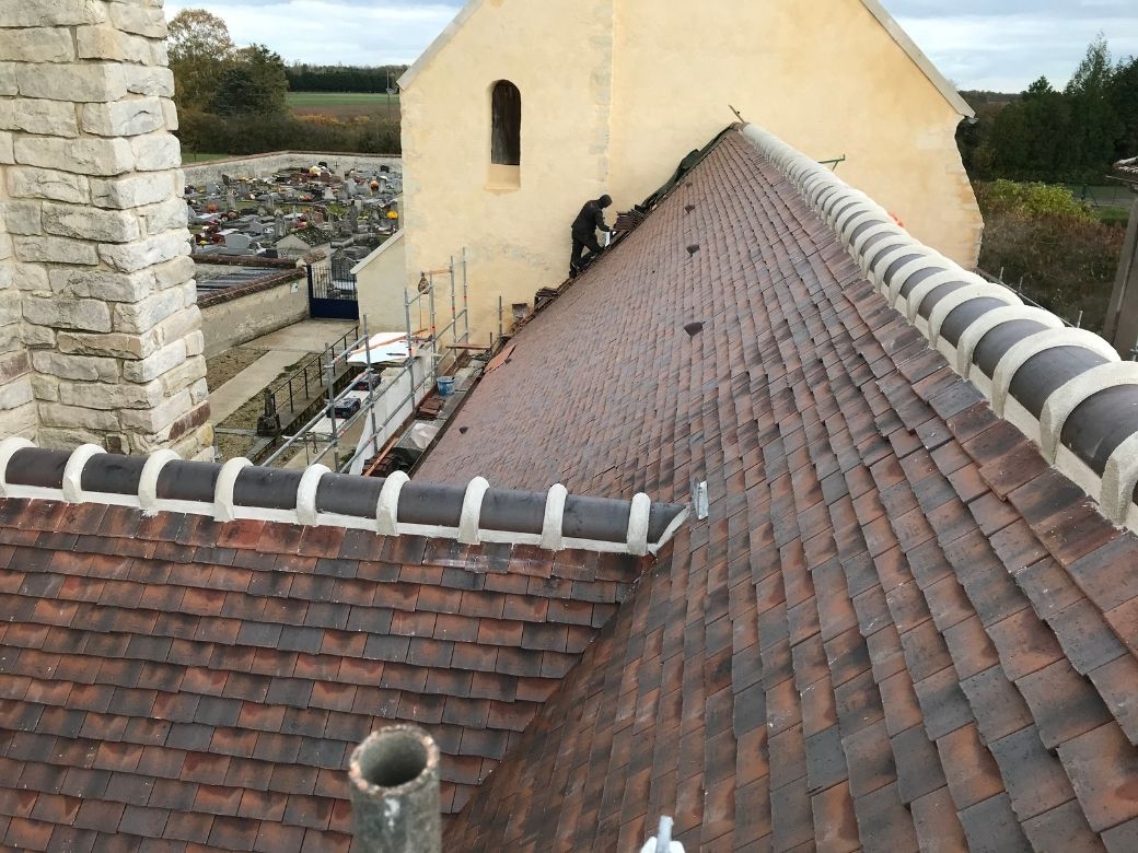 Détail de la toiture de l'église Sainte-Fare d'Achères-la-Forêt